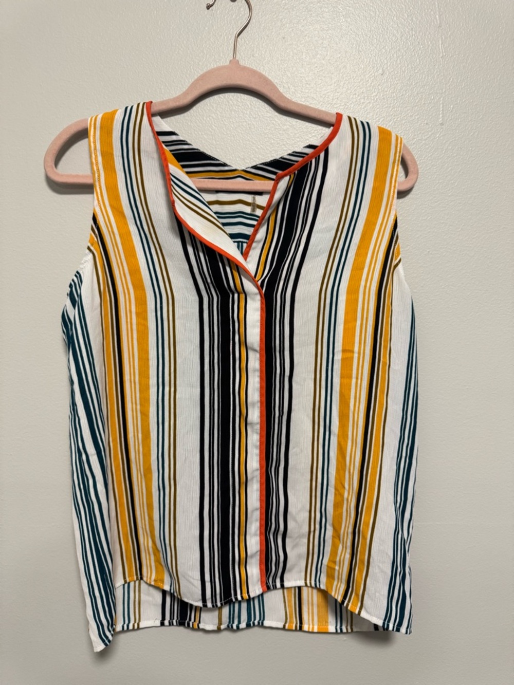 THML  Sleeveless Striped V-Neck Top - Yellow/Black/Brown